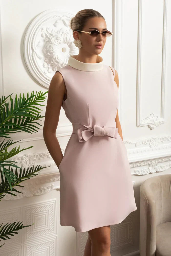 Vestido Curto Elegante Estilo Princesa – Colarinho Branco