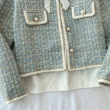 ConjuntoTweed Xadrez – Blazer Manga Longa + Saia A-Line Assimétrica