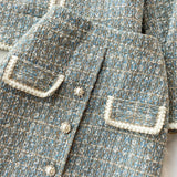 ConjuntoTweed Xadrez – Blazer Manga Longa + Saia A-Line Assimétrica