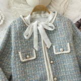 ConjuntoTweed Xadrez – Blazer Manga Longa + Saia A-Line Assimétrica