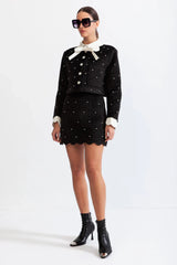 Conjunto Veludo com Detalhes Bordados