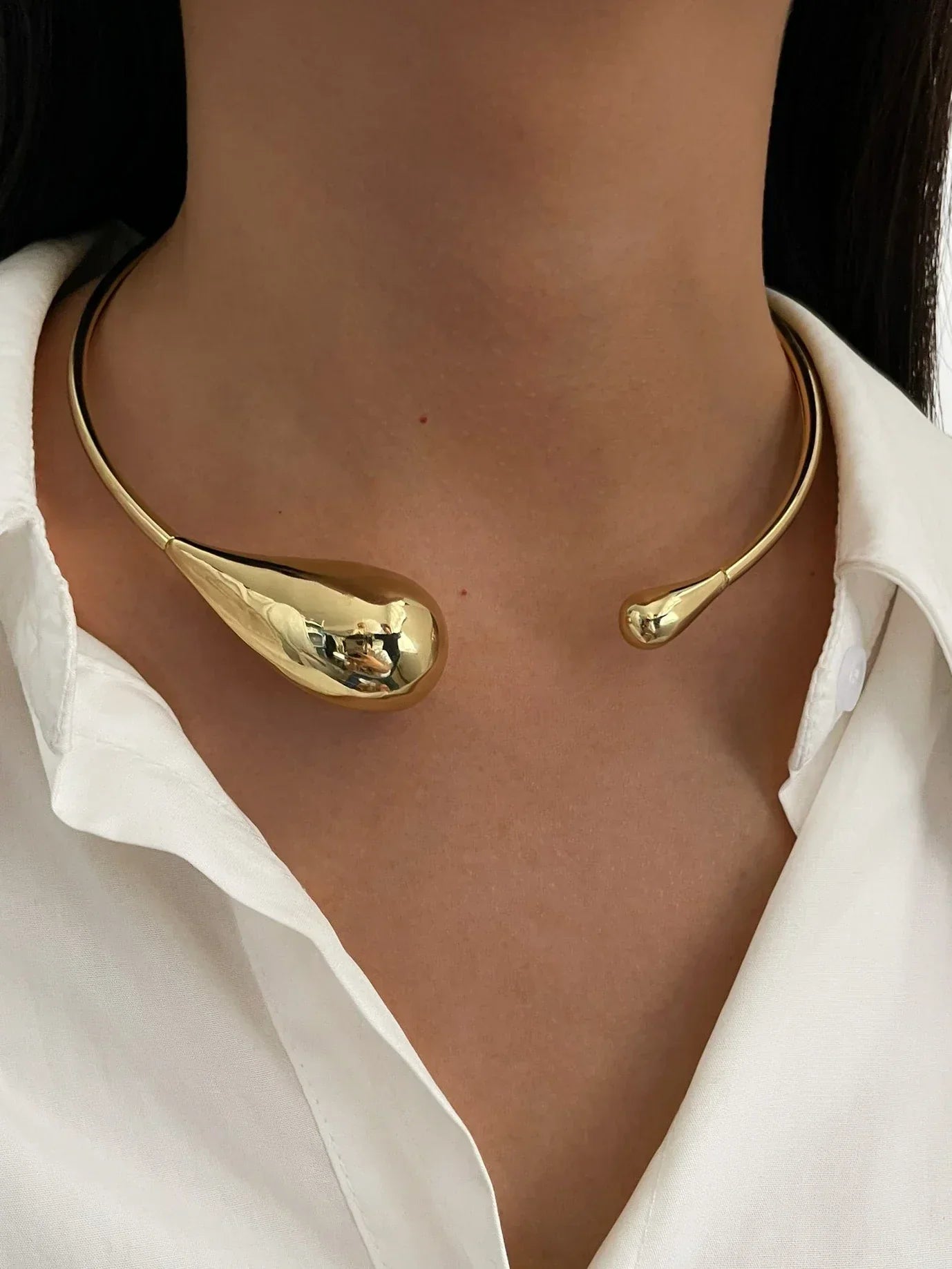 Colar Choker Aberto Gota de Água Irregular - Joia Fashion