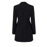 Blazer/Vestido Com bordado em Cristais - Com lapela em cetim