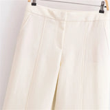 Conjunto Feminino Elegância Clássica – Blazer Transpassado com Botões Duplos e Calça de Cintura Alta