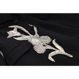 Blazer/Vestido Com bordado em Cristais - Com lapela em cetim