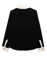 Conjunto em Veludo com Camisa de Manga Longa e Calça – Design Elegante com Detalhes Laterais