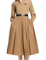 Conjunto CHCH – Camisa Bordada + Saia Midi Plissada Casual Chic