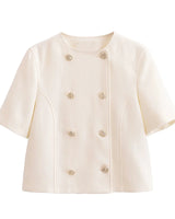 Conjunto Feminino Elegância Clássica – Blazer Transpassado com Botões Duplos e Calça de Cintura Alta