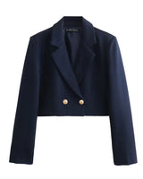 Conjunto Elegante – Blazer Curto com Botões Decorativos e Calça Pantalona