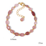 Pulseiras Pedras Naturais (Quartzo Rosa, Ágata) com Corrente Dourada, Estilo Bangle