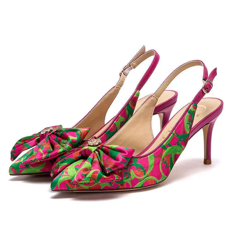 Sandálias CHCH – Salto Alto 7cm, Bico Fino com Laço