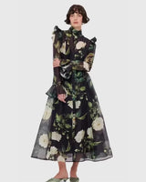 Vestido Longo Floral com Manga Flare – Elegância Atemporal