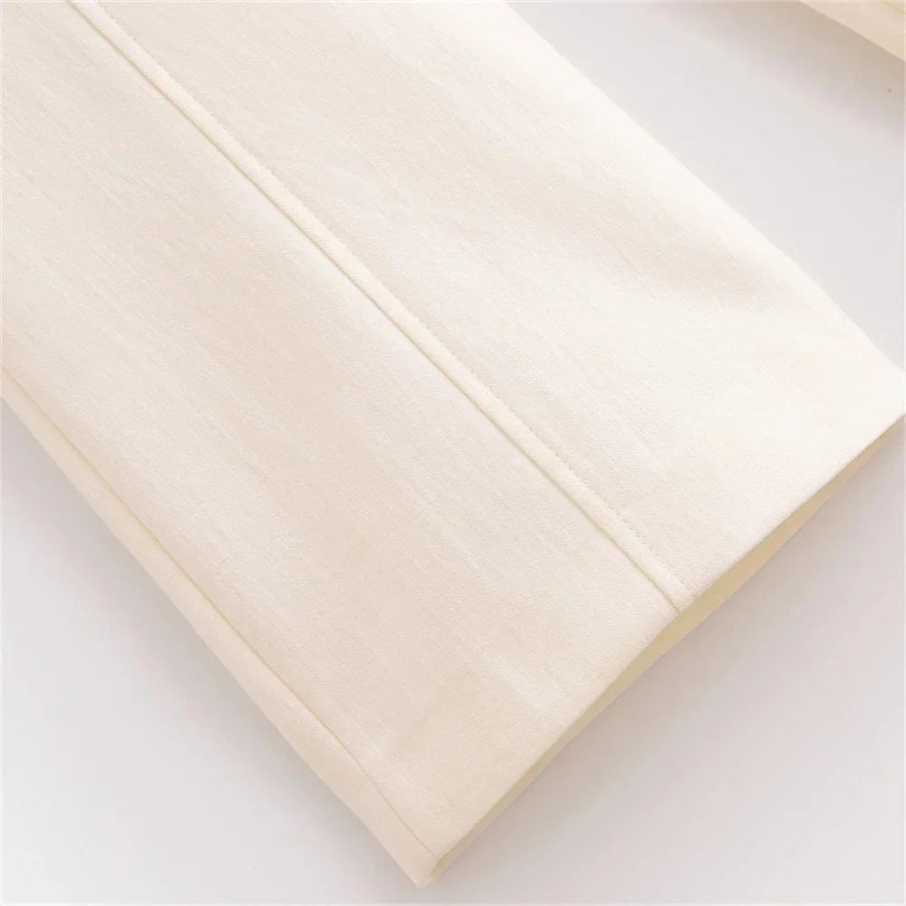 Conjunto Feminino Elegância Clássica – Blazer Transpassado com Botões Duplos e Calça de Cintura Alta