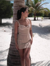 Vestido com Pérolas e Crochê– Alças Crochê, Estilo Curto