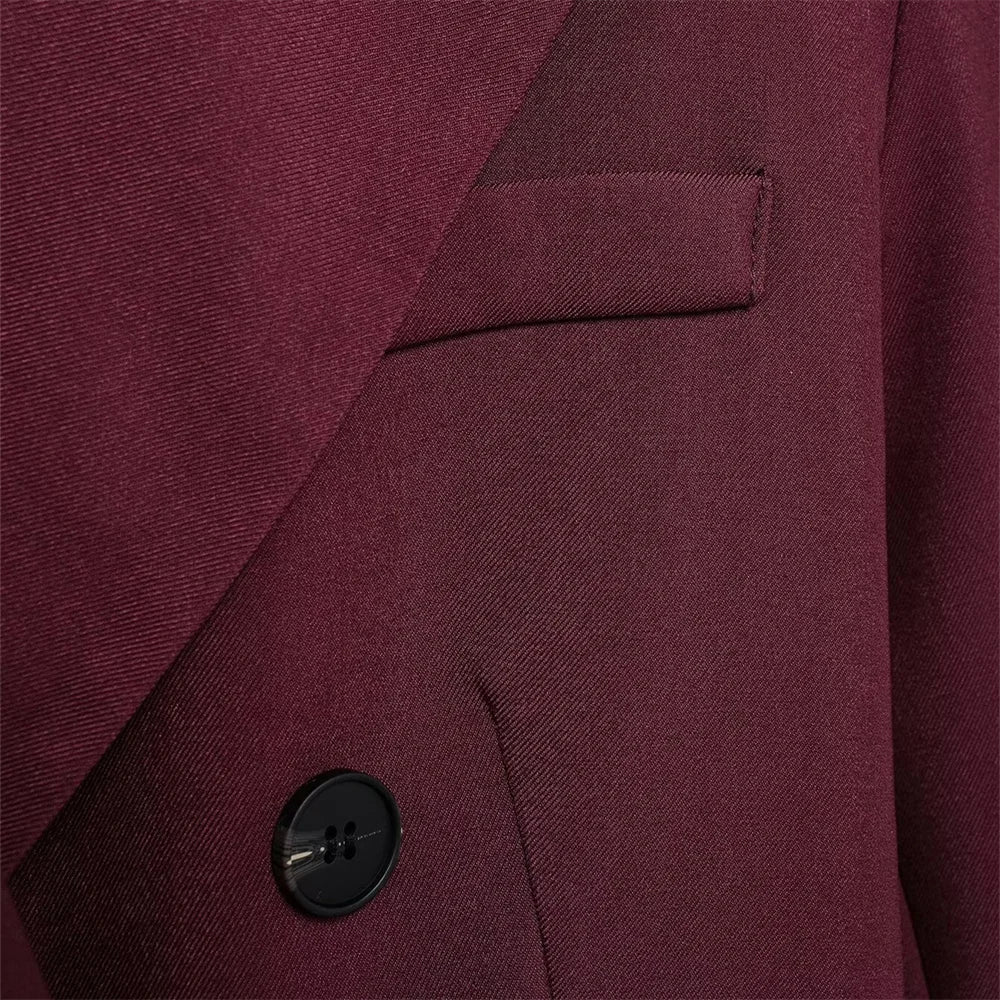 Conjunto – Blazer com Botões Duplos e Calça de Cintura Alta