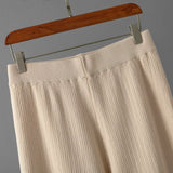 Conjunto Feminino - Estilo Francês em Tricô com Gola Polo e Calça Longa