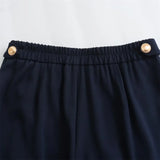 Conjunto Elegante – Blazer Curto com Botões Decorativos e Calça Pantalona