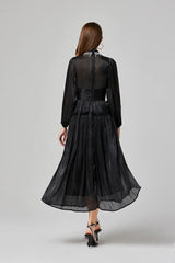 Vestido de Verão SEDA – Luxo Francês, Franjas, Pregas e cristais