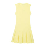 Mini Vestido Modal Plissado de Malha com Gola Redonda