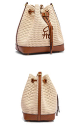 Bolsa CHCH Bucket – Estilo para Viagem, Alça de Ombro, Design em Tecido Splicing