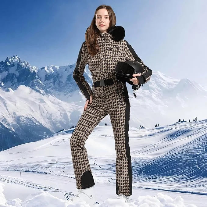 Macacão de Esqui Feminino GSOU SNOW – Peça Única, Acolchoado, Impermeável, Respirável e à Prova de Vento