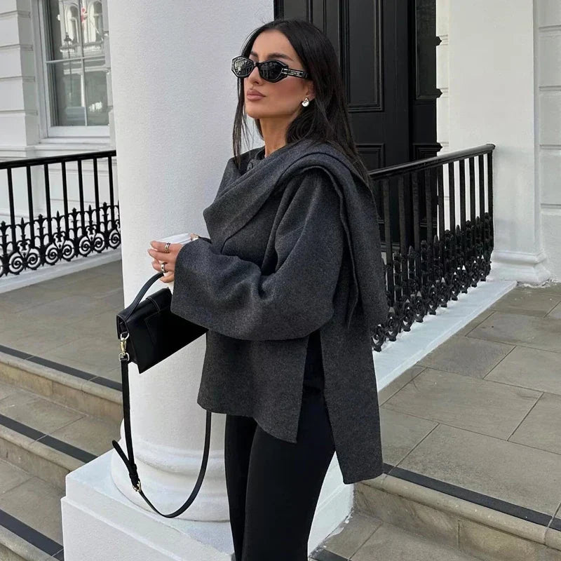 Casaco com Gola Assimétrica – Inverno com Estilo e Conforto