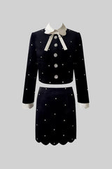 Conjunto Veludo com Detalhes Bordados