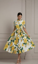 Vestido Flor de Verano Midi com Cinto