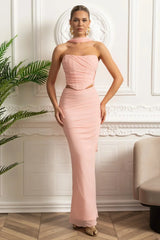 Conjunto – Saia Longa de Cintura Alta + Top Justo Bandage, Look Elegante para Festa