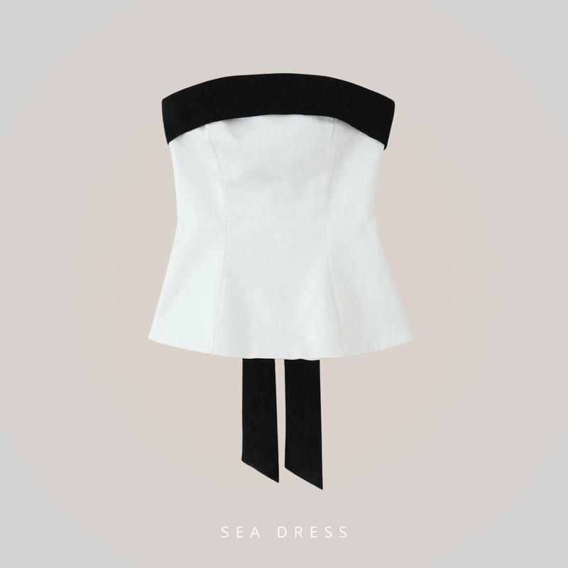 Blusa Sem Alças com Laço - Top Cropped Branco Estilo Chic