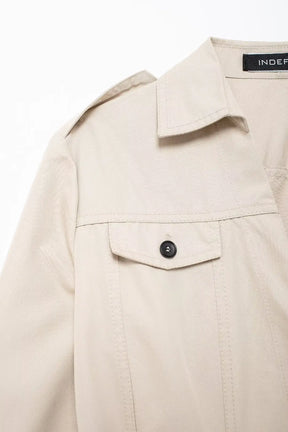 Vestido Chemise Feminino Estilo  – Manga Longa, Gola Slim