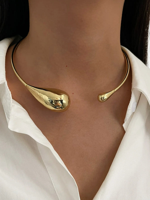 Colar Choker Aberto  Gota de Água Irregular - Joia Fashion