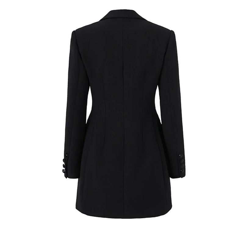 Blazer/Vestido Com bordado em Cristais - Com lapela em cetim