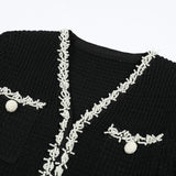 Vestido Bicolor – Decote V, Manga Longa, Slim Fit com Bolsos Bordados