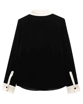 Conjunto em Veludo com Camisa de Manga Longa e Calça – Design Elegante com Detalhes Laterais