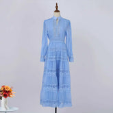 Vestido Longo com Bordado em Renda – Elegância Modesta