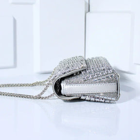 Bolsa Glamour Prateada com Brilho de Strass