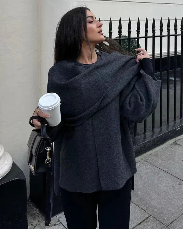 Casaco com Gola Assimétrica – Inverno com Estilo e Conforto