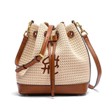 Bolsa CHCH Bucket – Estilo para Viagem, Alça de Ombro, Design em Tecido Splicing