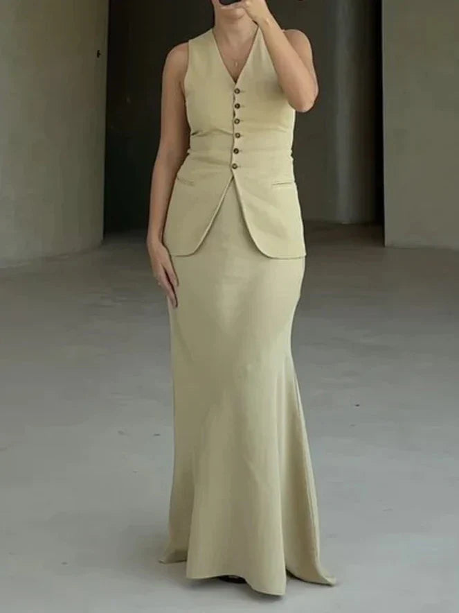 Conjunto de Colete e Saia Longa - Estilo e Elegância