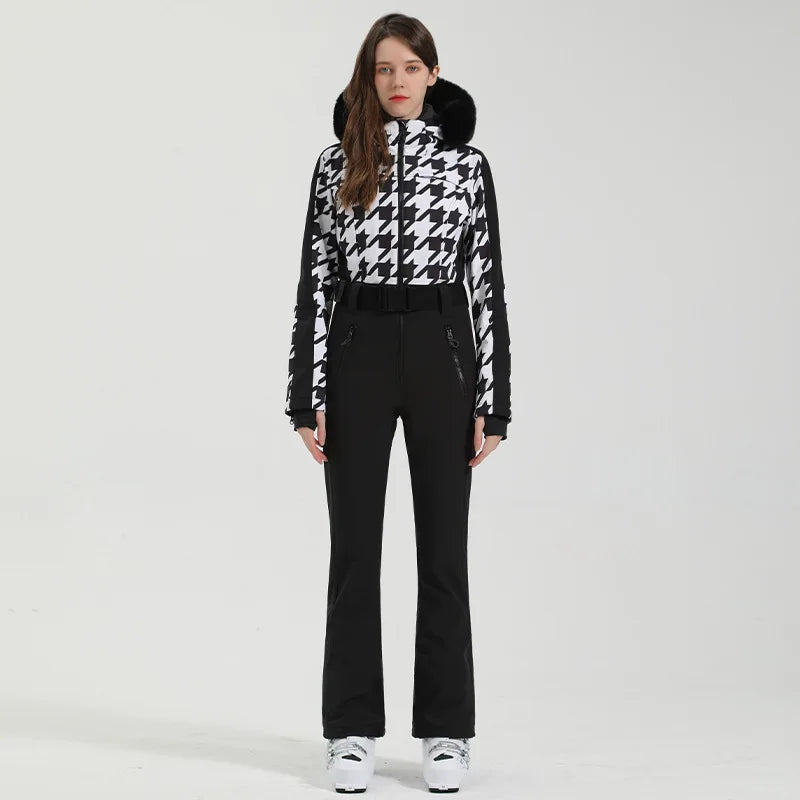 Macacão de Esqui Feminino GSOU SNOW – Peça Única, Acolchoado, Impermeável, Respirável e à Prova de Vento