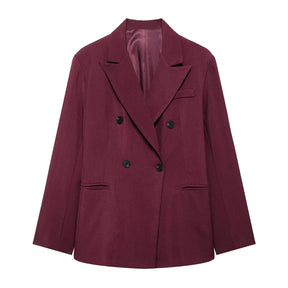 Conjunto  – Blazer com Botões Duplos e Calça de Cintura Alta