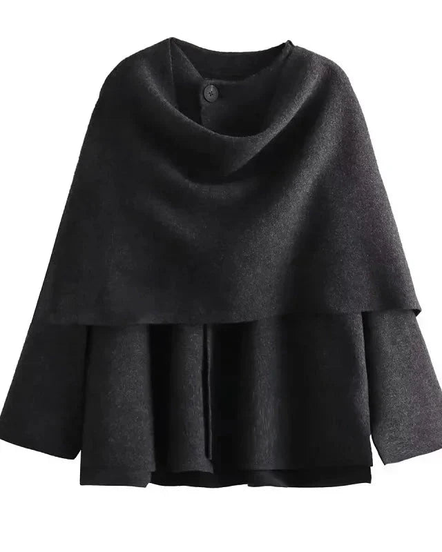 Casaco com Gola Assimétrica – Inverno com Estilo e Conforto