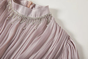 Vestido de Verão SEDA – Luxo Francês, Franjas, Pregas e cristais