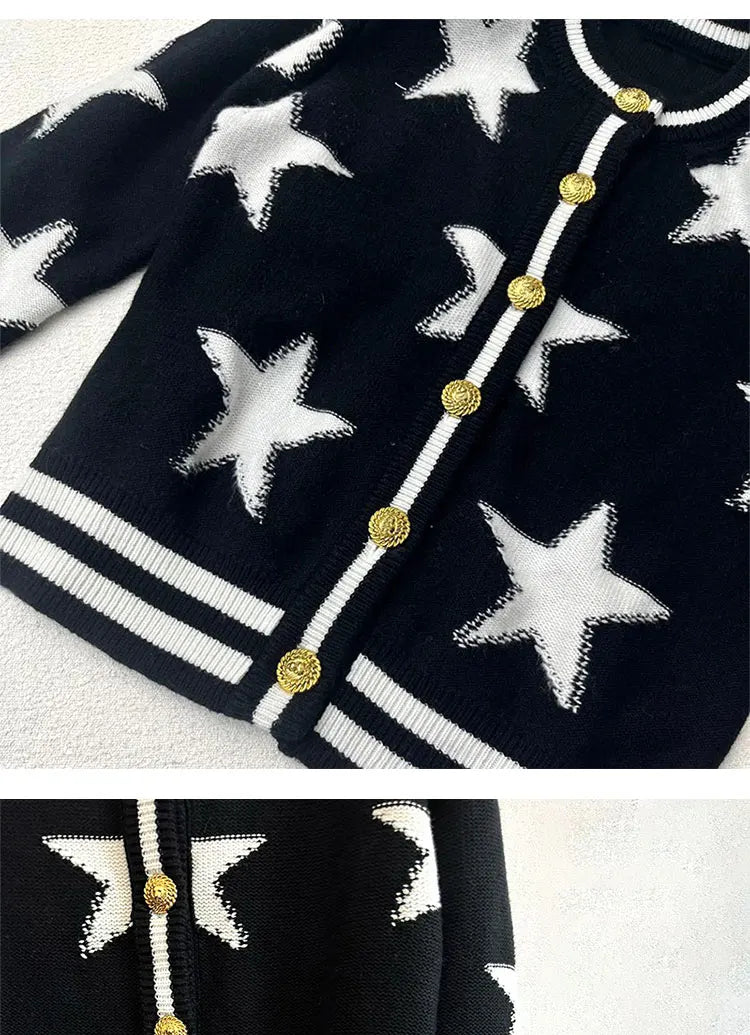 Cardigan Tricot com Botões Dourados – Estilo Sofisticado