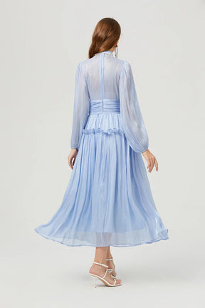 Vestido de Verão SEDA – Luxo Francês, Franjas, Pregas e cristais