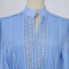 Vestido Longo com Bordado em Renda – Elegância Modesta