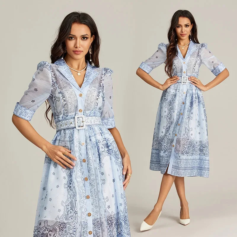 Vestido Midi Sofisticado com cinto - Novidade