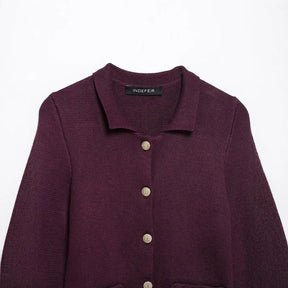 Conjunto Feminino Minimalista em Tricô – Jaqueta + Saia | Look Elegante