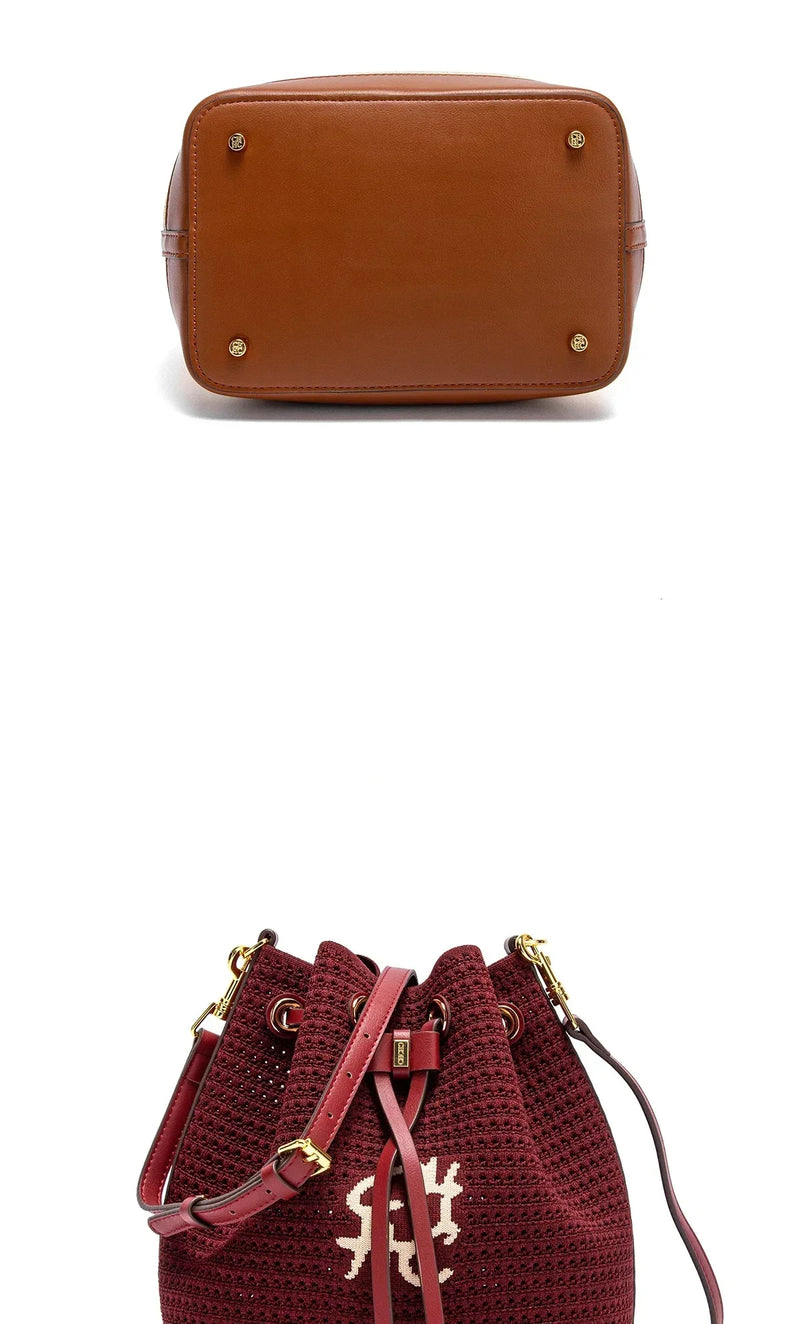 Bolsa CHCH Bucket – Estilo para Viagem, Alça de Ombro, Design em Tecido Splicing